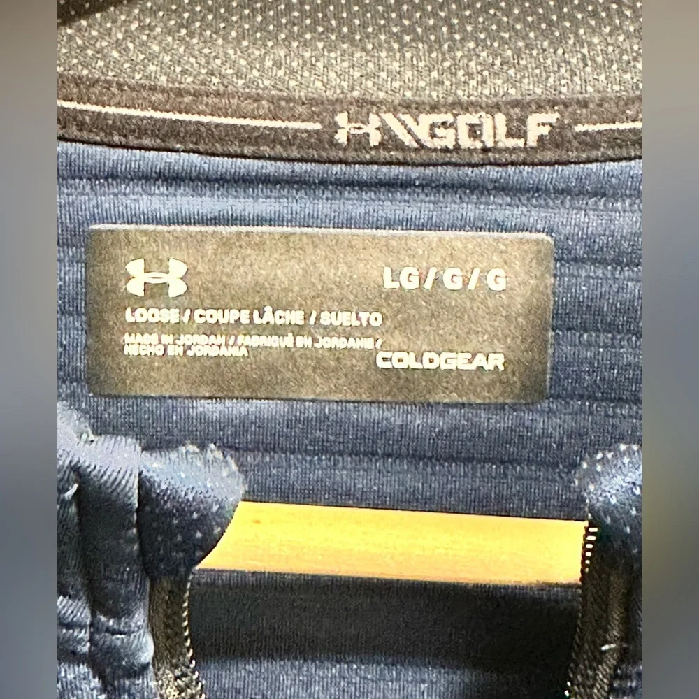 Under Armour Men’s Navy Blue Coldgear Golf Pullover Full Zip Jacket, Size:Large